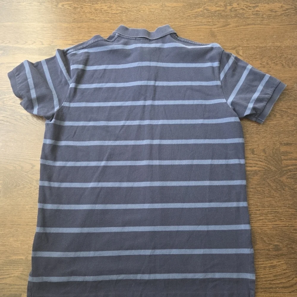 Ralph Lauren Men's Navy and Light Blue Striped Polo Shirt Sz.XL